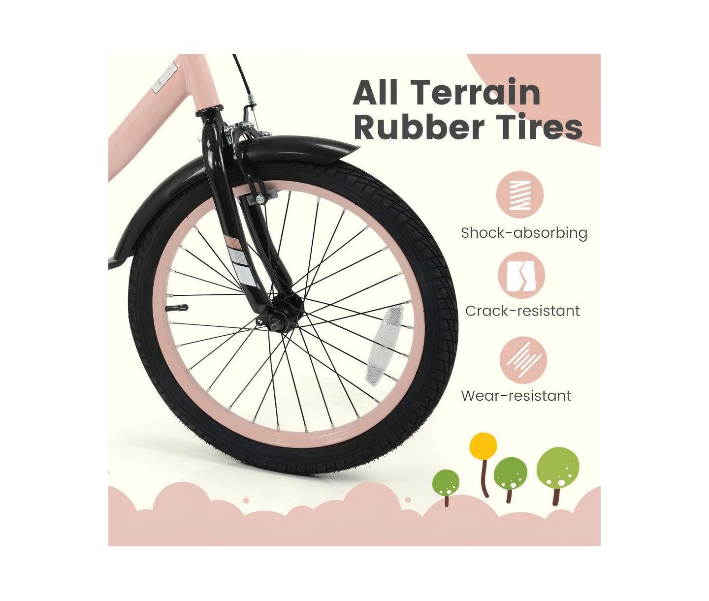 Детская игрушка HONGGE Adjustable Training Bicycle with Dual Brakes and All-Terrain Tires, Ages 3-10, цвет: Розовый — фото 7