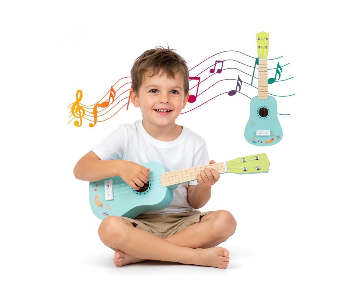 Детская игрушка HONGGE Kids Beginner Ukulele with Nylon Strings, 1-Piece Musical Toy, Ages 3+, цвет: Синий — фото 7
