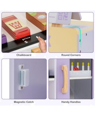 Kids Wooden Supermarket Play Set with Checkout Counter