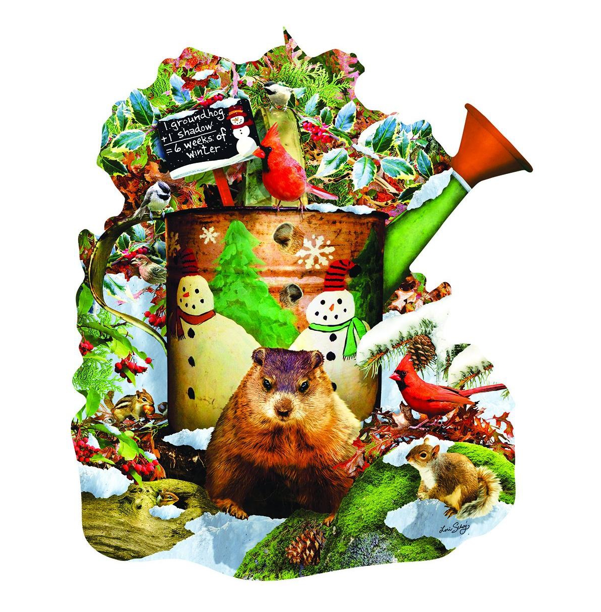 SunsOut Groundhog Day 1000 piece Jigsaw Puzzle for Adults Special Shape Groundhog Day