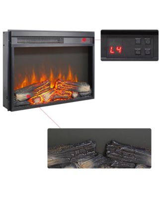 23 inch electric fireplace insert, ultra thin heater with log set & realistic flame, remote control with timer, overheating protection