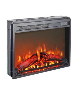 23 inch electric fireplace insert, ultra thin heater with log set & realistic flame, remote control with timer, overheating protection