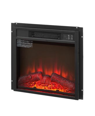 Fireplace Insert 18" 1400W 120V ,Equipped with remote control, ultra thin heater with log set & realistic flame - BLACK