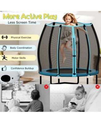 Kid's Indoor Trampoline with Safety Enclosure Bungee Cords and Galvanized Steel Frame