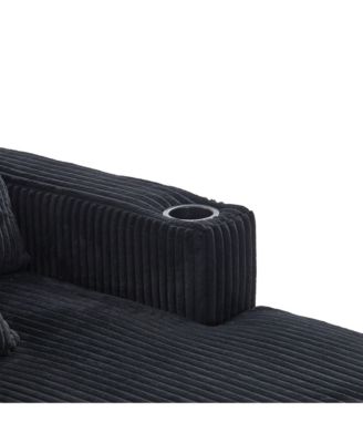 Streamdale Corduroy Oversized Recliner Sofa w/ USB, LED, Cup Holder