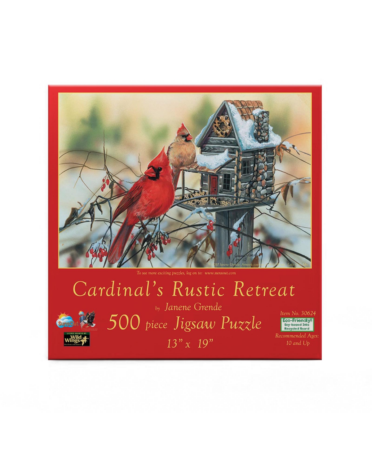 SunsOut Cardinal's Rustic Retreat 500 piece Jigsaw Puzzle for Adults