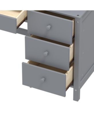  Vintage Home Desk & Chair Set w/ Bookshelf & Drawers - Gray