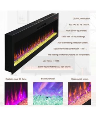 60 Inch Electric Fireplace, Recessed and Wall Mounted Fireplace