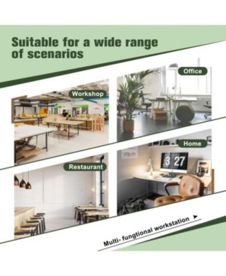 Adjustable Height Workbench, 60" Rubber Wood Top with Power Outlets, 2000 lbs Capacity