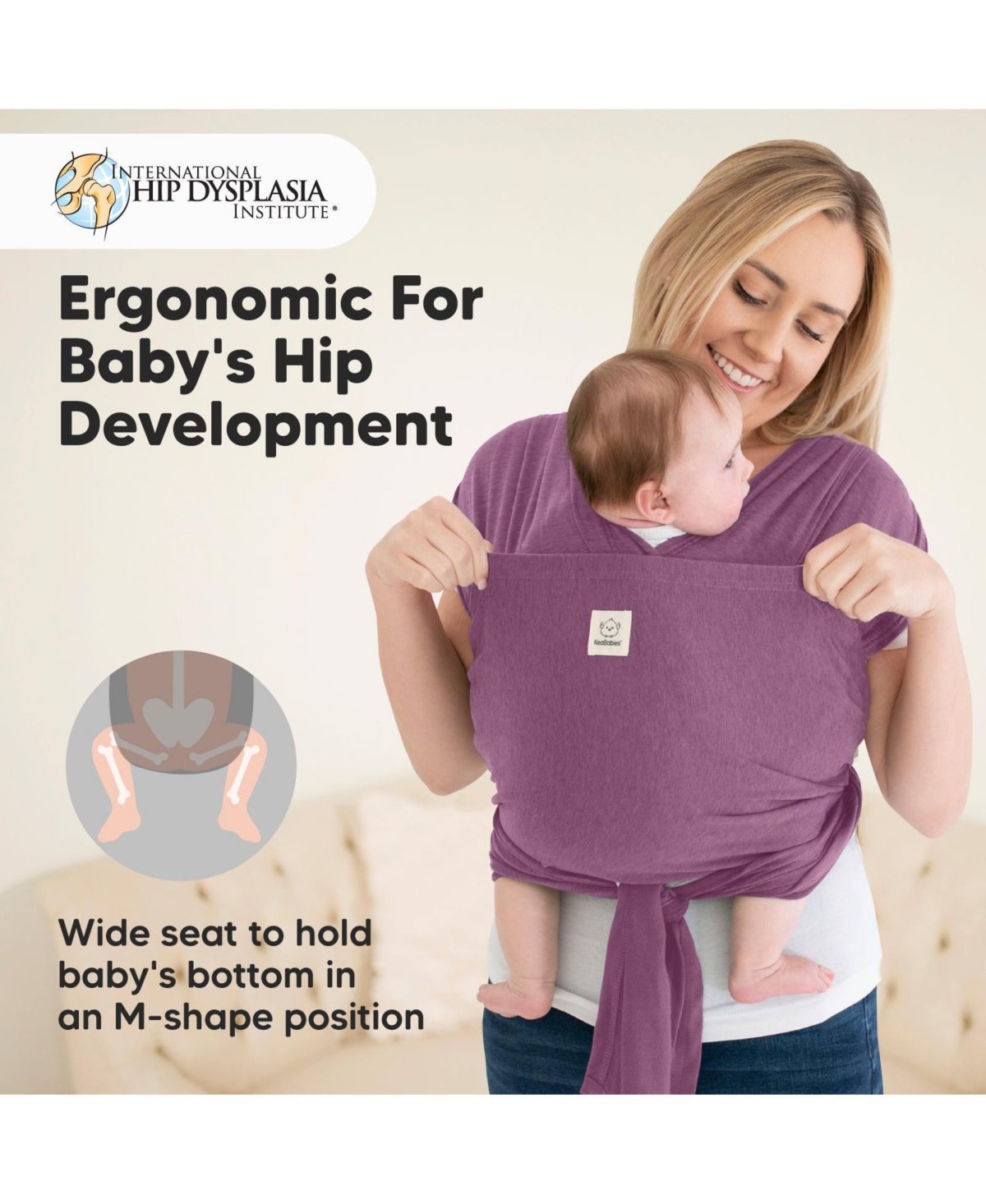 KeaBabies D-Lite Baby Wrap Carrier, Adjustable Sling, Newborn, Infant, Toddler 7-44lbs