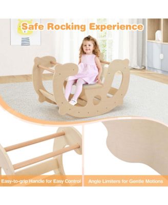 2-in-1 Rocking Horse Arch for Kids with Rocker Arch Climber Comfortable Backrest