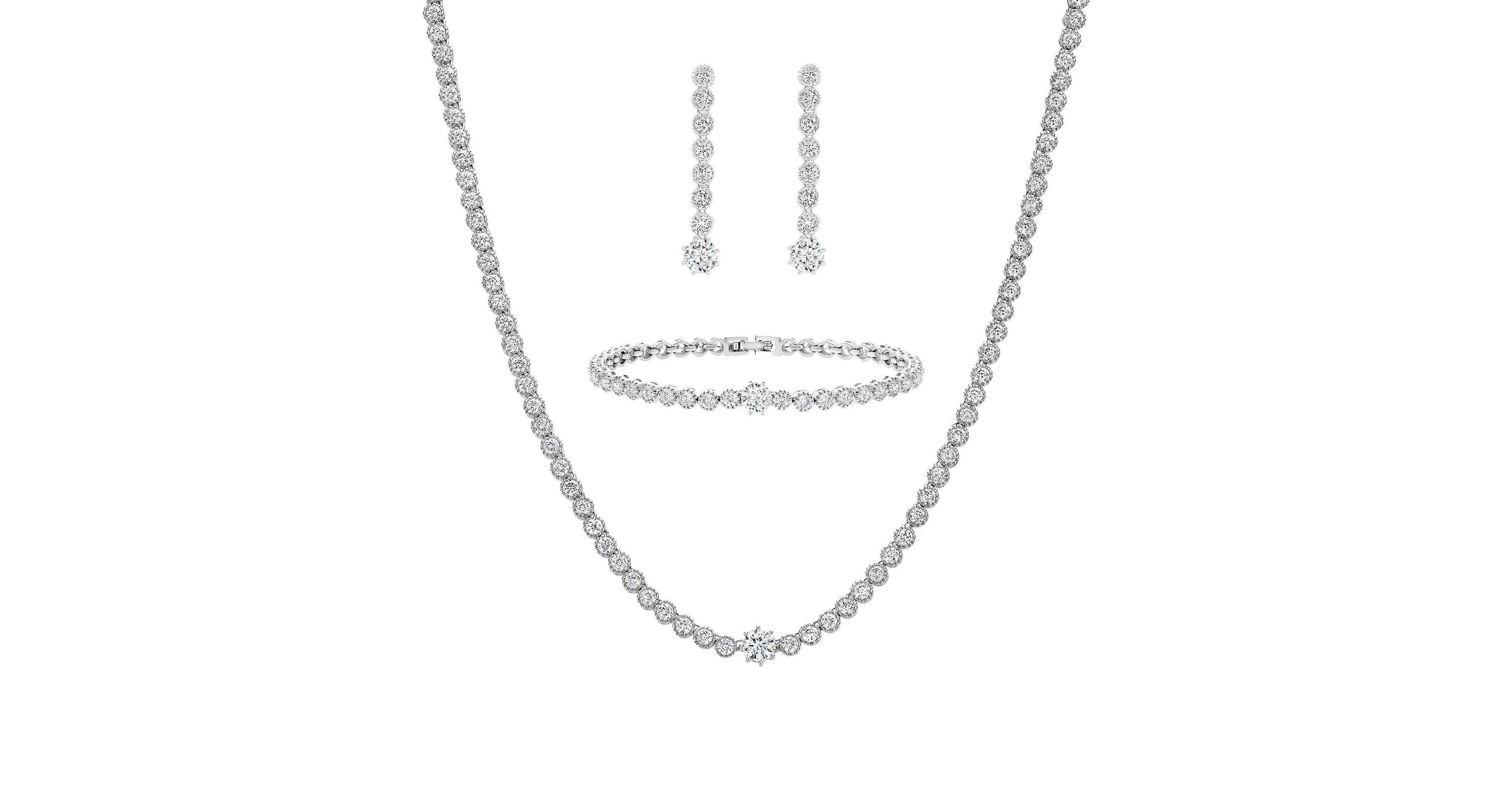 Bearfruit Jewelry Celeste Tennis Necklace, Bracelet & Earring Set Dainty Jewelry