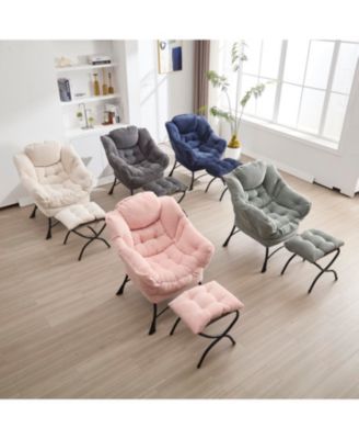 Pink Lazy Chair with Ottoman