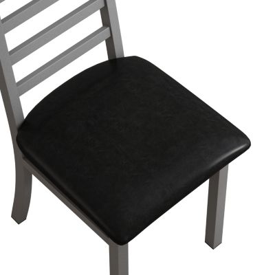Set of 4 Modern Metal Dining Chairs with PU Leather Seats