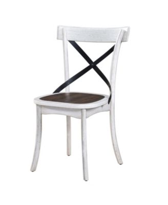 2 Pieces Set Dining Side Chair Rustic Modern Farmhouse Design Retro Design With Metal X Design