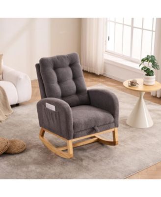 Dark Gray Rocking Chair with Footrest
