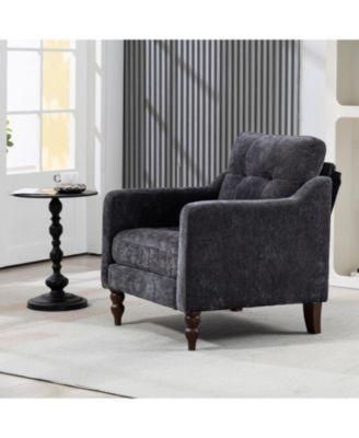 Accent Chenille Chair w/ USB Ergonomic Back Storage