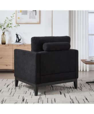 35.4" Wide Modern Farmhouse Accent Chair - Black Boucle