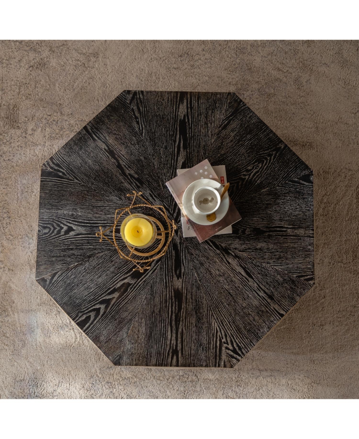 Streamdale Furniture Octagon Coffee Table 38" Retro Wood Center Table