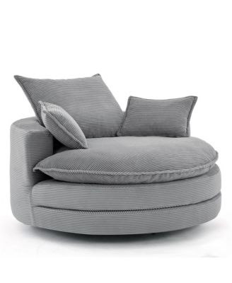 Swivel Barrel Chair with Pillows
