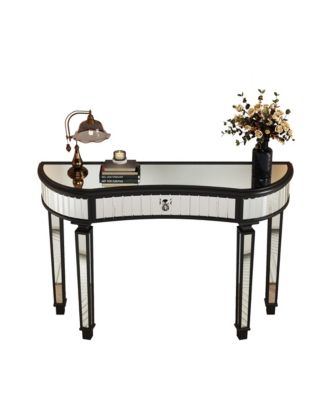 Streamdale 47" Half-Moon Mirrored Console Table - Silver Entryway Vanity Desk