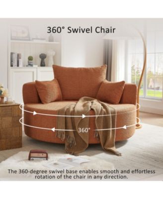 Streamdale Swivel Barrel Accent Chair with Pillows - Orange Red