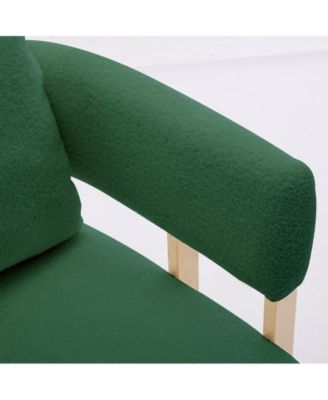 TS Modern Green Teddy Fleece Chair Gold Legs 2PC