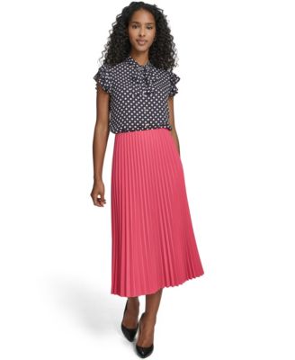 Women's Double Dot Tie Neck Top