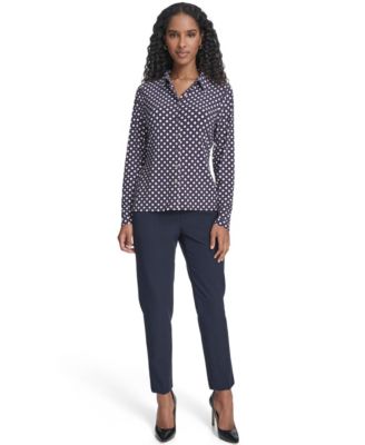 Women's Double Dot Long-Sleeve Button Down Shirt