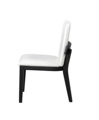 Wood & White Leather Dining Chairs