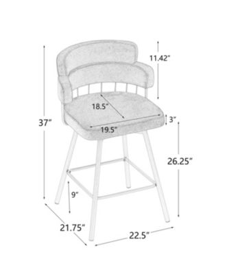 Streamdale 26" Swivel Bar Stools Set of 2, Upholstered with Backs, Green