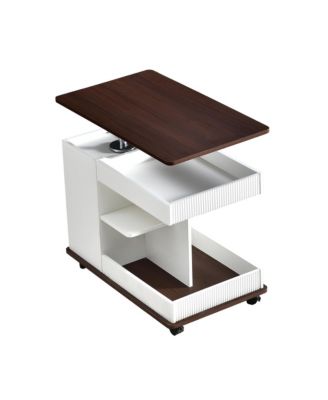 Streamdale Adjustable Lift-Top End Table with Wheels & Storage