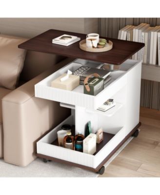 Streamdale Adjustable Lift-Top End Table with Wheels & Storage