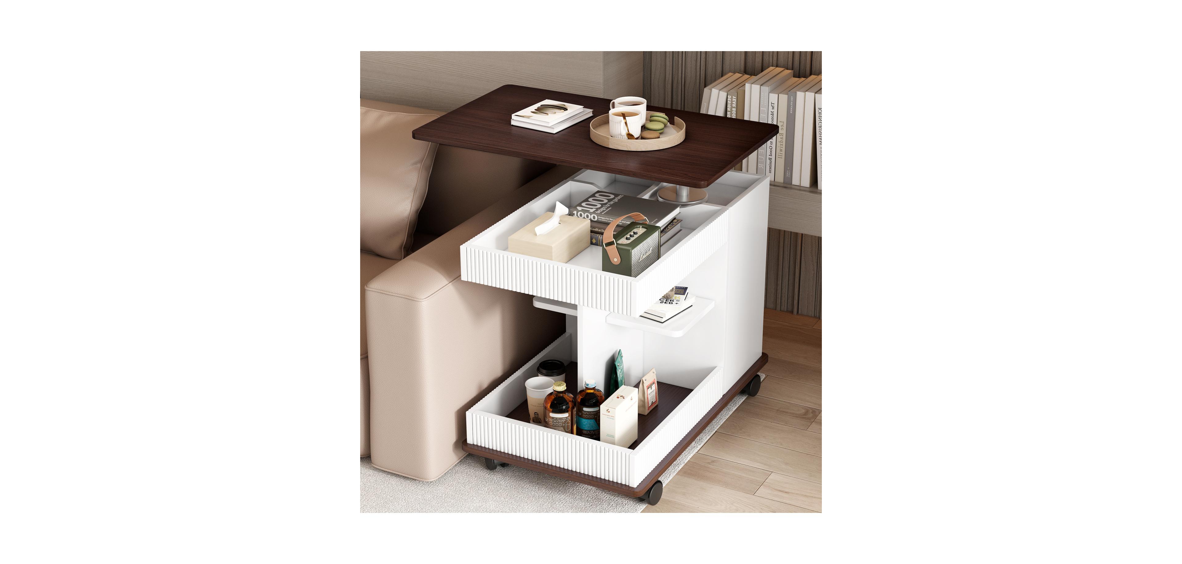 Streamdale Adjustable Lift-Top End Table with Wheels and Storage