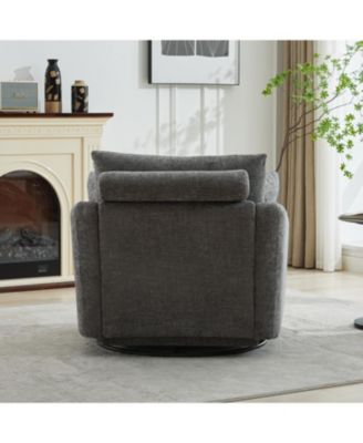 Chenille Swivel Accent Chair with Pillows
