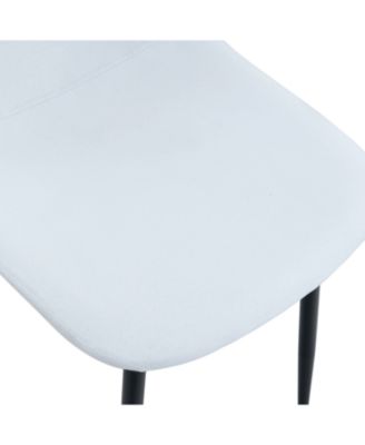 Luxury White Linen Dining Chairs (Set of 4) - Black Metal Legs