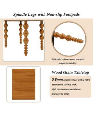 Solid Wood Coffee Table Set of 3 w/ Drawer - Vintage Style (Natural)