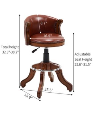 Cow Leather Adjustable Swivel Bar Stool - Brown