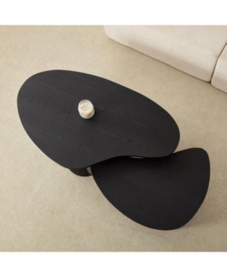 Streamdale Modern Irregular Coffee Table Set, Nesting End Tables, Black