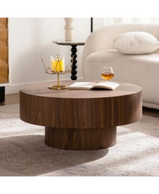 Round Wood Coffee Table - 30.5" Walnut - Living Room/Office