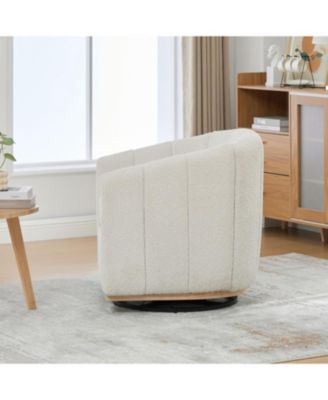  Chenille Swivel Barrel Chair, Tufted Pumpkin Armchair