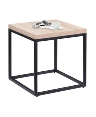 Square Wood & Metal End Table