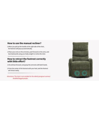  Heat Massage Rocker Recliner Chair, Swivel Fabric, Green