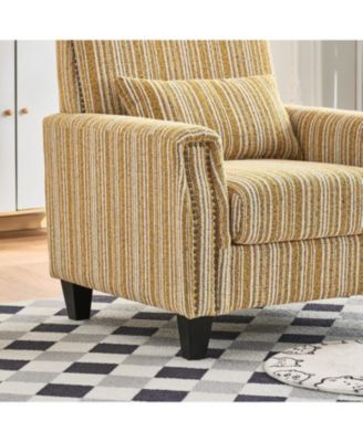 Streamdale Yellow Striped Accent Chair with Nailhead Trim