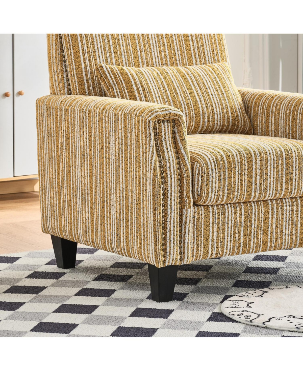 Streamdale Furniture Streamdale Yellow Striped Accent Chair with Nailhead Trim
