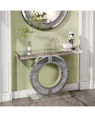 Crystal O-Shaped Mirror Console Table