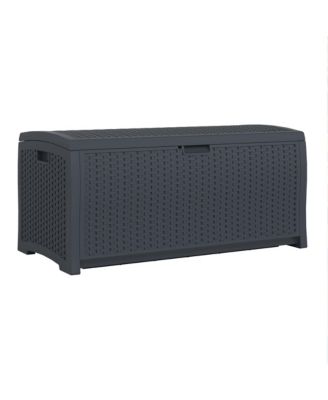73 Gallon Resin Wicker Outdoor Patio Storage Deck Box, Cyberspace