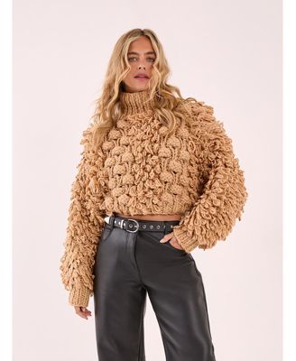 Women's High Neck Cropped Sweater