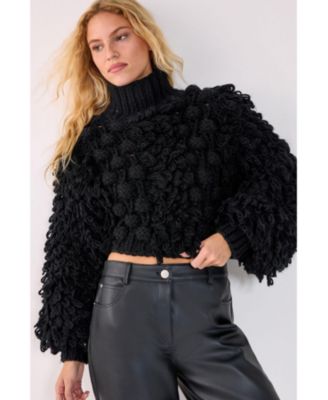 Women's High Neck Cropped Sweater