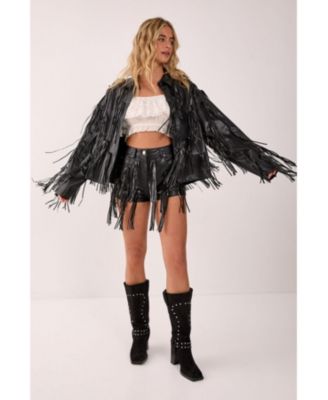 Women's Faux Leather Tassel Jacket